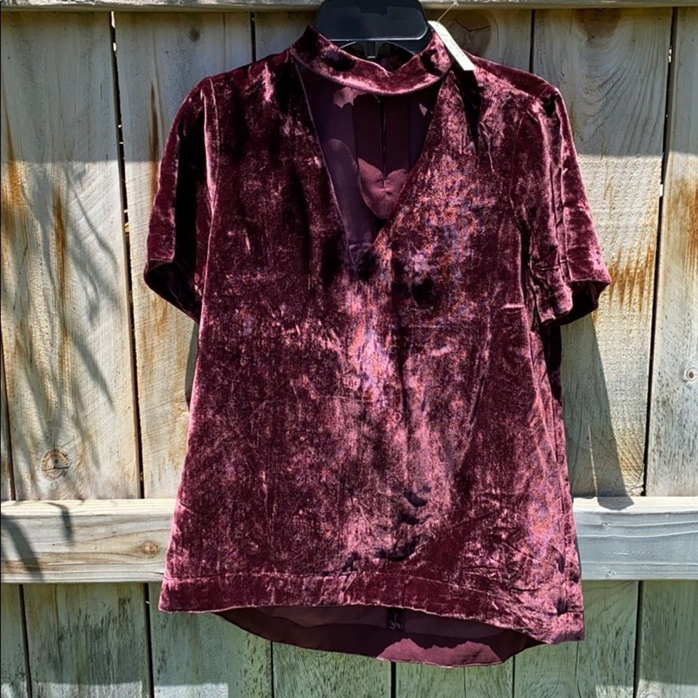 Madewell velvet eggplant blouse NWT size xxs